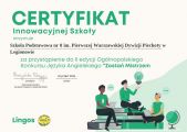 Innowacyjna Szkoła Certyfikat innowacyjnej szkoły dla SP8, 